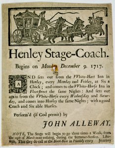 A Henley Stage Coach hirdetése, 1717 alkotó: English School