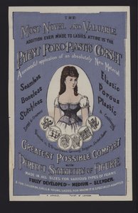 A szabadalmaztatott Poro-Plastic fűző reklámja (színes litho) alkotó: English School