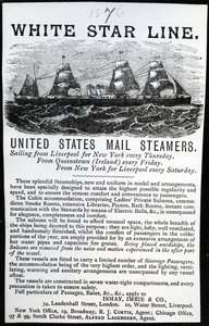A White Star Line reklámja, 1876 (nyomtatott papír) alkotó: English School