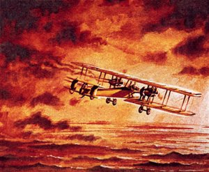 Alcock és Brown a Vickers "Vimy"-ben alkotó: English School