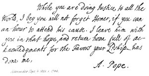 Alexander Pope (1688-1744), levél Halifax grófnak, 1714 alkotó: English School