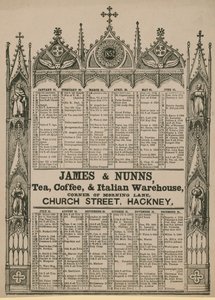 James & Nunns által kiadott almanack alkotó: English School