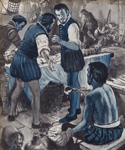 Ambroise Pare, katonai sebész, amikor kifogyott az olaj (litho) alkotó: English School