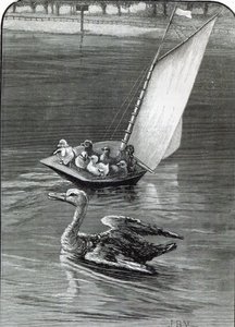 Egy szorongó anya, a Kensington állambeli Round Pondban látott és felvázolt incidens az 1888-as „Szabadidő órából” alkotó: English School