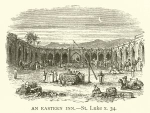 Egy keleti fogadó, Szent Lukács, x, 34 (metszet) alkotó: English School