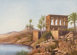 Egyiptomi templom a Nílus partján, Philae (színes litográfia) alkotó: English School