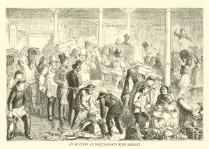 Aukció a Billingsgate halpiacon alkotó: English School