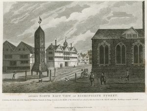 Ősi északkeleti kilátás a Bishopsgate utcára alkotó: English School