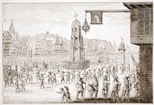 Ősi kilátás a Cheapside-re, a La Serres Entree de la Revne Mere du Roy-ból, Medicis Mária körmenetét mutatja be alkotó: English School