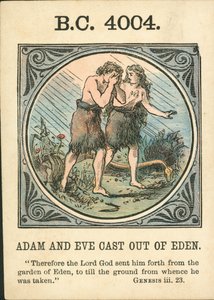 Anno Mundi: Ádám és Éva kiűzetése az Édenből (színes litográfia) alkotó: English School