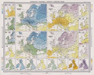 Rendhagyó időjárás, Európa és a Brit-szigetek (színes litográfia) alkotó: English School