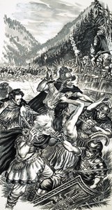 Arminius, a német herceg, harcol a rómaiakkal alkotó: English School