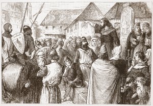 Bresciai Arnold Prédikáció, illusztráció: James Aitken Wylie (1808-1890) A protestantizmus története című könyvéből, pub. 1878 alkotó: English School