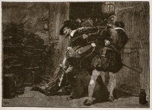 Guy Fawkes letartóztatása, a Cassells Illustrated History of England illusztrációja (szépia fotó) alkotó: English School