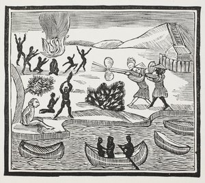 Vadak érkezése Christian Prisonerrel, illusztráció a Chap-books of the Eighteenth Century-ből, John Ashton, pub. 1882 alkotó: English School
