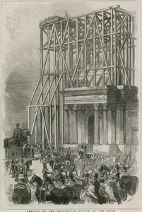 A Wellington-szobor megérkezése az Archhoz, a Hyde Park Corner, London alkotó: English School