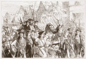 A wittembergi teológusok érkezése Lipsicbe, illusztráció: James Aitken Wylie (1808-1890) A protestantizmus története című könyvéből, pub. 1878 alkotó: English School