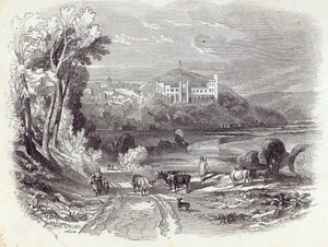 Arundel kastély és város, a „The Illustrated London News”-ból, 1845. szeptember 20. (metszet) alkotó: English School