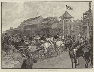 Ascot Races, a királyi parti érkezése (metszet) alkotó: English School