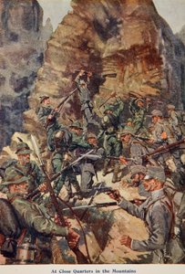 At Close Quarters in the Mountains, illusztráció a Told in the Huts: The YMCA Gift Book című könyvéből, 1916 alkotó: English School