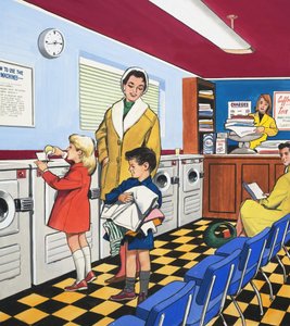 A mosodában (guache papíron) alkotó: English School