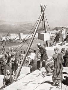 Az athéniak, akik Themisztoklész irányítása alatt építik újjá városukat Görögország perzsa inváziója után, Kr.e. 479 körül, Hutchinson A Nemzetek története című könyvéből, 1915. alkotó: English School