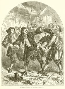 Támadás James II ellen. a Sheppey-szigeten alkotó: English School
