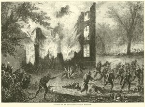 Támadás egy előretolt francia pozíció ellen, 1870. október alkotó: English School