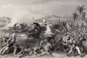 Nicholsons tábornok irreguláris lovasságának támadása a Sealcote-lázadók ellen 1857-ben, az 1858-ban megjelent „The History of the Indian Mutiny” c. alkotó: English School