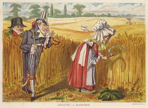 augusztus: betakarítás (színes litho) alkotó: English School