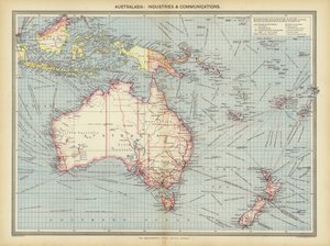 Ausztrália, ipar és kommunikáció (színes litho) alkotó: English School