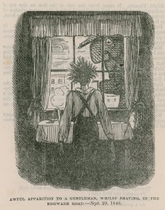 Szörnyű jelenés egy úriembernek borotválkozás közben az Edgware Roadon, London – 1846. szeptember 30. alkotó: English School