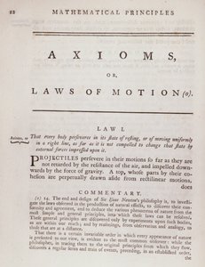 Axiómák vagy mozgástörvények Sir Isaac Newton (1642-1727) The Mathematical Principles of Natural Philosophy I. kötetéből, 1777 alkotó: English School