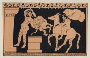 Bacchus és Xanthias (színes litográfia) alkotó: English School