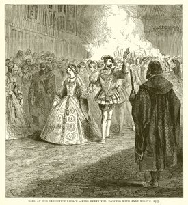 Bál az Old Greenwich-palotában. – VIII. Henrik király táncol Anne Boleynnel, 1527 alkotó: English School
