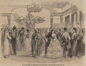 Bál Szingapúrban, a rendezés évfordulója alkalmából (metszet) alkotó: English School