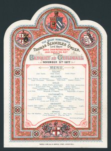 Bankett a Guildhallban, 1877. november 9., menü alkotó: English School
