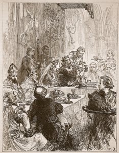 Bankett Henry és Provence-i Eleanor esküvőjén, illusztráció a Cassells Illustrated History of Englandből (szépia fotó) alkotó: English School