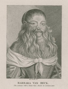 Barbara Van Beck, a szőrös arcú nő, Londonban, 1668-ban alkotó: English School