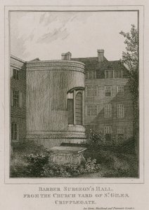 Barber Surgeons Hall, Monkwell Street, London, a St Giles templom udvarából nézve, Cripplegate alkotó: English School
