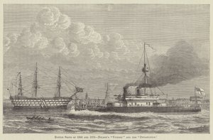 1800-as és 1875-ös csatahajók, Nelson "Victory"-ja és a "Devastation" (metszet) alkotó: English School