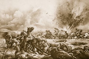 Bajor üteg, amelyet brit fegyvertűz fogott el, miközben a Rapaume úttól délre ment fel, 1914-1919 alkotó: English School