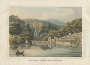 Beaudesert Hall és Park: színes akvatinta metszet, 1816 alkotó: English School