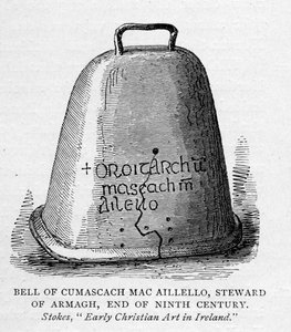 Cumascach harangja Mac Aillelo, Armagh intézője, 9. század vége, illusztrációja J. R. Greentől: Az angol nép rövid története, 1892.