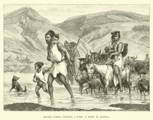 Berber család gázlón át, jelenet Algériában alkotó: English School