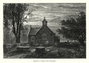 Bettws y Coed régi templom (metszet) alkotó: English School