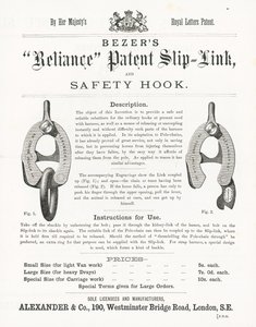 Bezers Reliance Patent Slip-Link és biztonsági horog alkotó: English School