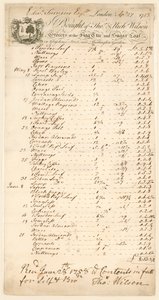 Számla a Thomas & Nicholas Wilson élelmiszerboltoktól vásárolt árukra alkotó: English School