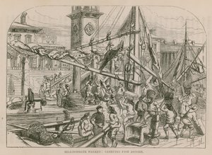 Billingsgate piac, hal szállítása a partra alkotó: English School