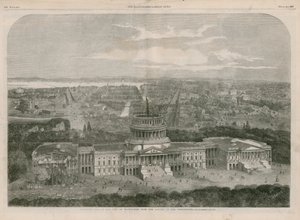 Madártávlati kilátás Washington városára, a Capitoliummal az előtérben